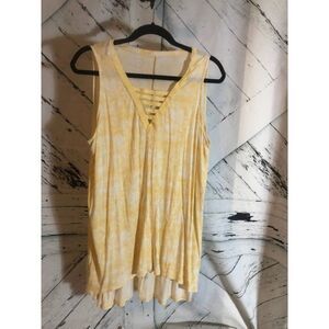 Maurices size 1 1x yellow tie dye 24/7 soft and sexy Tank top